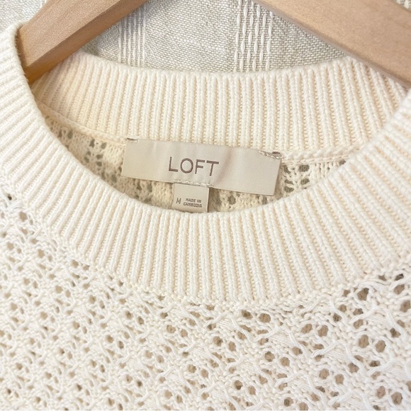 LOFT Cream Crew Neck Sweater - Picture 2 of 4
